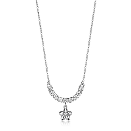 Collana S'Agapò Aurora in acciaio e tennis cristalli fiore MISURA UNICA