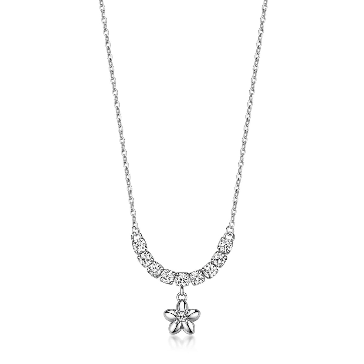 Collana S'Agapò Aurora in acciaio e tennis cristalli fiore MISURA UNICA
