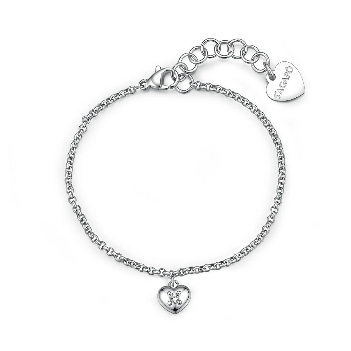 Bracciale catena S'Agapò Aurora in acciaio e cristalli cuore 18 donna