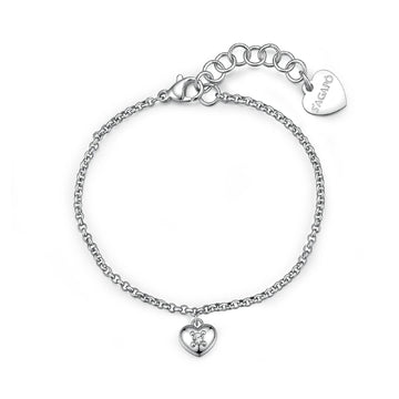 Bracciale catena S'Agapò Aurora in acciaio e cristalli cuore 18 donna