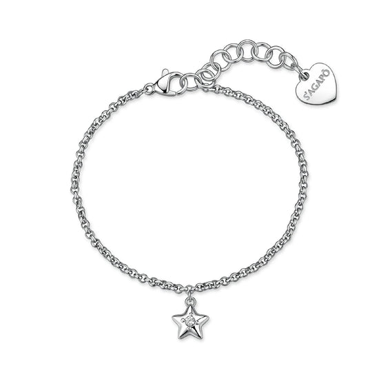 Bracciale catena S'Agapò Aurora in acciaio e cristalli stella 18 donna