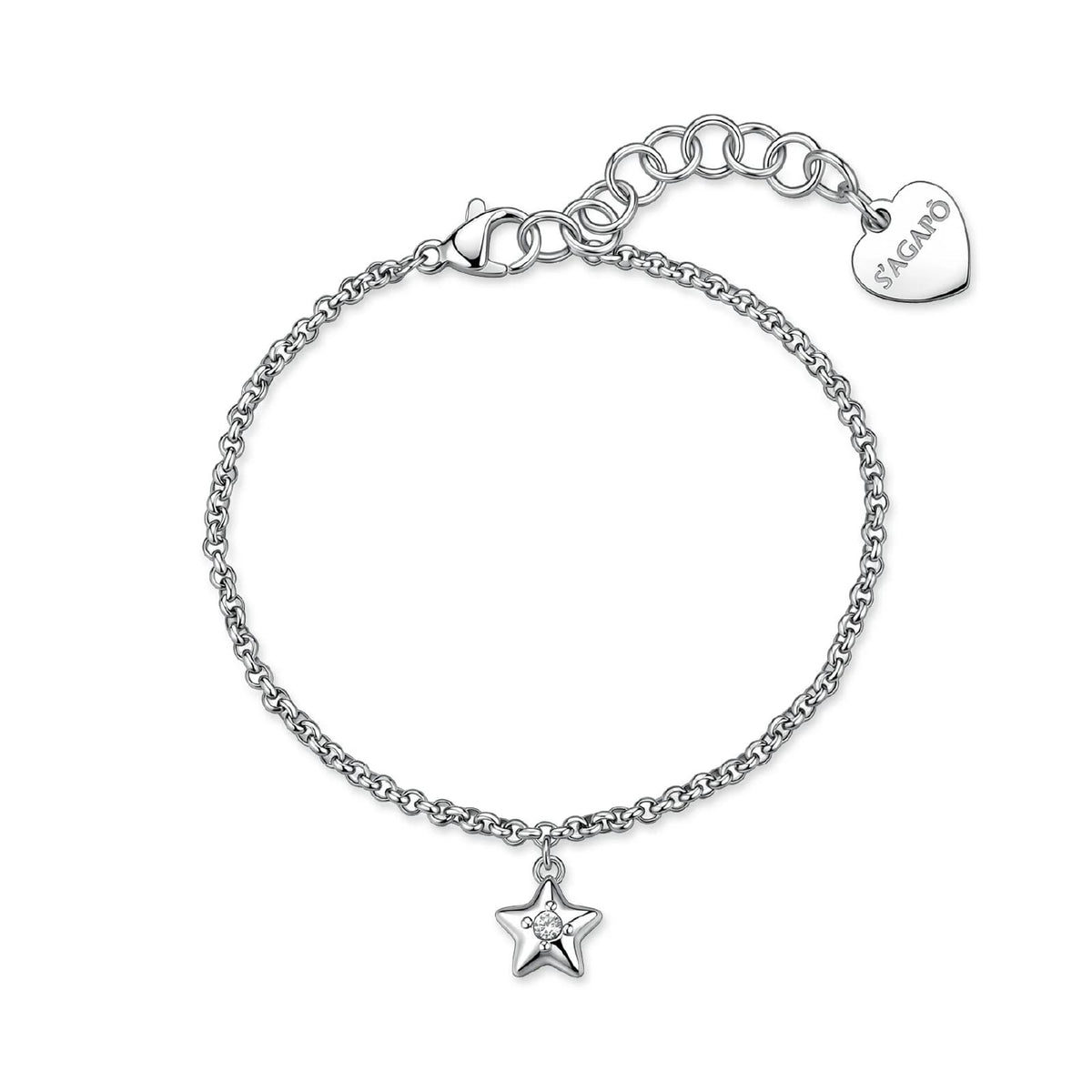 Bracciale catena S'Agapò Aurora in acciaio e cristalli stella 18 donna
