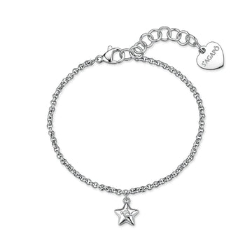 Bracciale catena S'Agapò Aurora in acciaio e cristalli stella 18 donna
