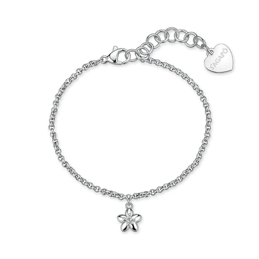 Bracciale catena S'Agapò Aurora in acciaio e cristalli fiore 18 donna