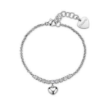 Bracciale S'Agapò Aurora in acciaio e tennis cristalli cuore 18 donna