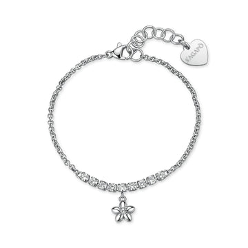 Bracciale S'Agapò Aurora in acciaio e tennis cristalli fiore 18 donna