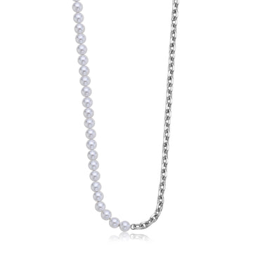 Collana S'agapõ in acciaio 316L con perle di colore bianco SA.SAT01
