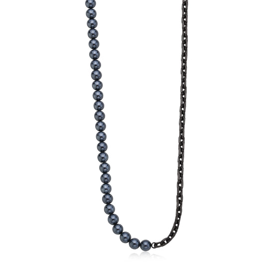 Collana S'agapõ in acciaio 316L di colore grigio con perle SA.SAT02