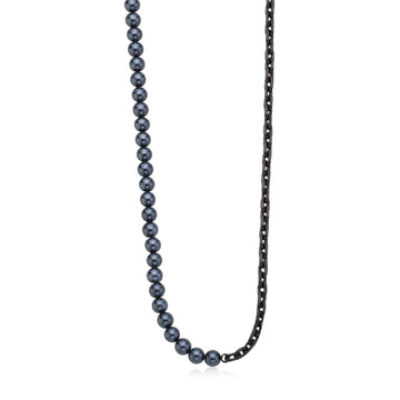 Collana S'agapõ in acciaio 316L di colore grigio con perle SA.SAT02