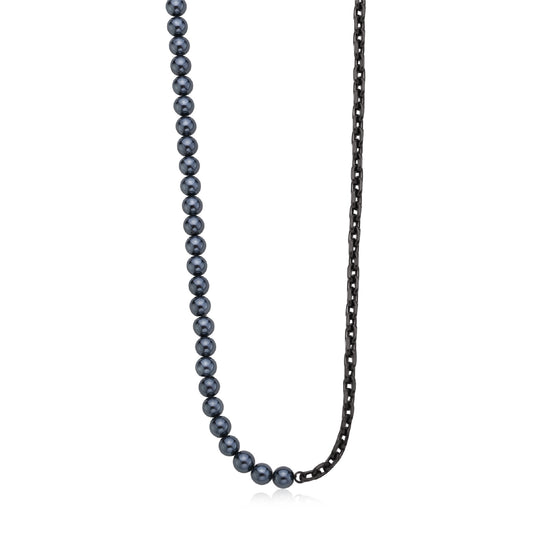 Collana S'agapõ in acciaio 316L di colore grigio con perle SA.SAT02