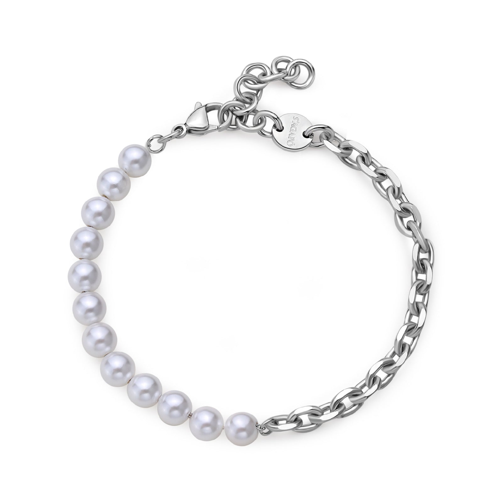 Bracciale con perle S'agapõ in acciaio 316L unisex SA.SAT11