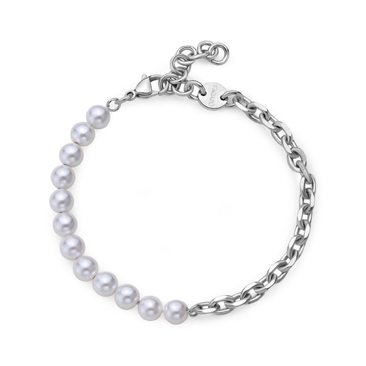 Bracciale con perle S'agapõ in acciaio 316L unisex SA.SAT11