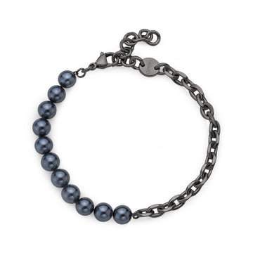 Bracciale con perle S'agapõ in acciaio 316L colore blu unisex SA.SAT12