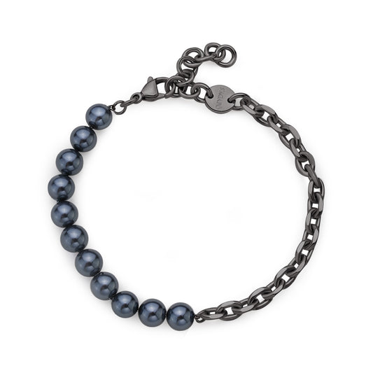 Bracciale con perle S'agapõ in acciaio 316L colore blu unisex SA.SAT12