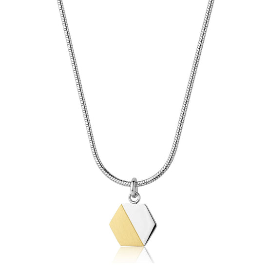 Collana S'agapõ Bound in acciaio pendente esagono pvd oro 14kt MISURA UNICA