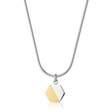 Collana S'agapõ Bound in acciaio pendente esagono pvd oro 14kt MISURA UNICA