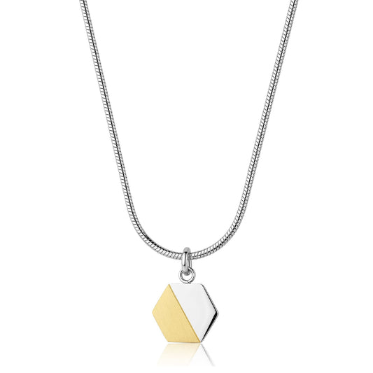 Collana S'agapõ Bound in acciaio pendente esagono pvd oro 14kt MISURA UNICA