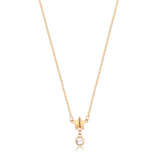 Collana girocollo S'agapõ in acciaio oro con stella e cristallo MISURA UNICA