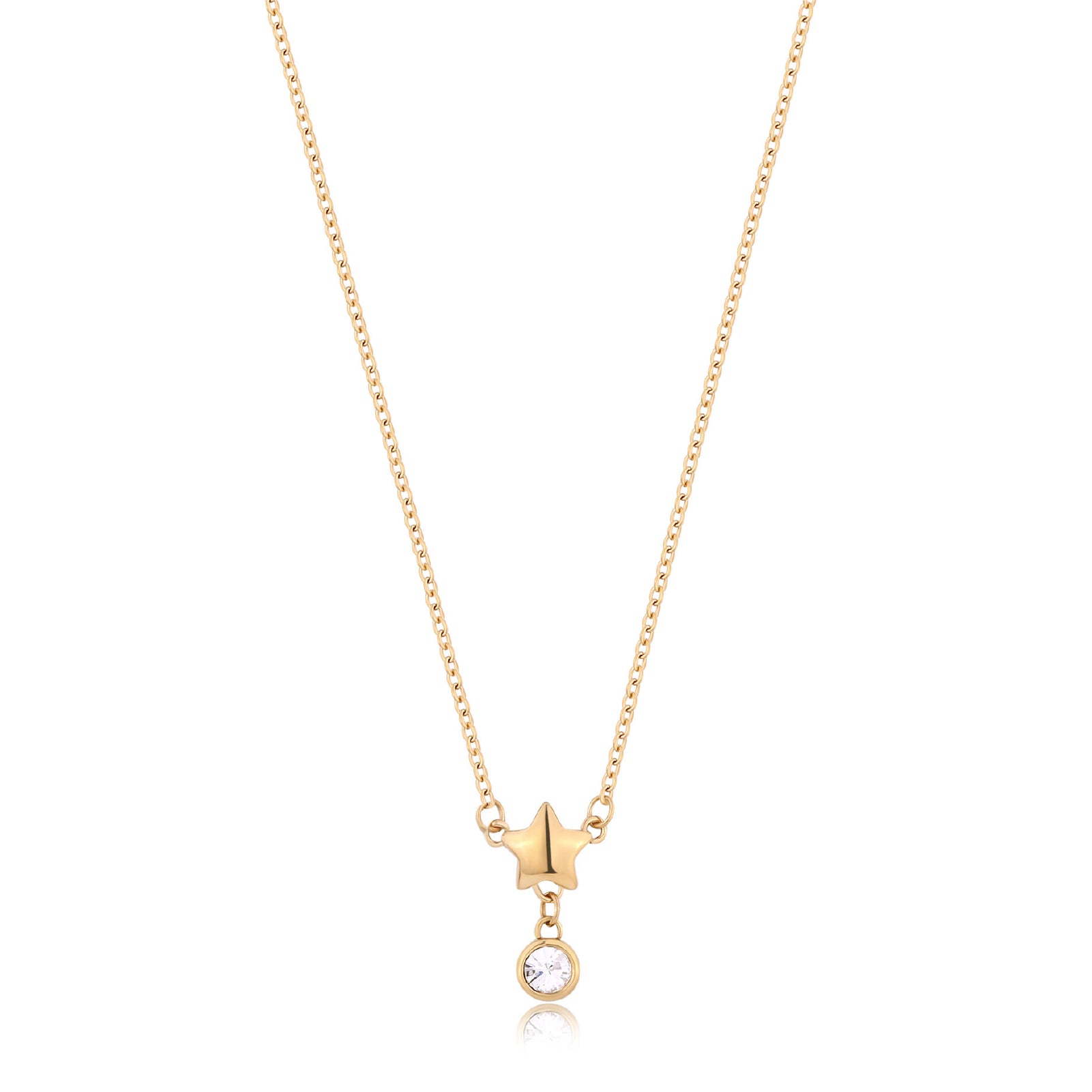 Collana girocollo S'agapõ in acciaio oro con stella e cristallo MISURA UNICA