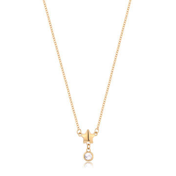 Collana girocollo S'agapõ in acciaio oro con stella e cristallo MISURA UNICA