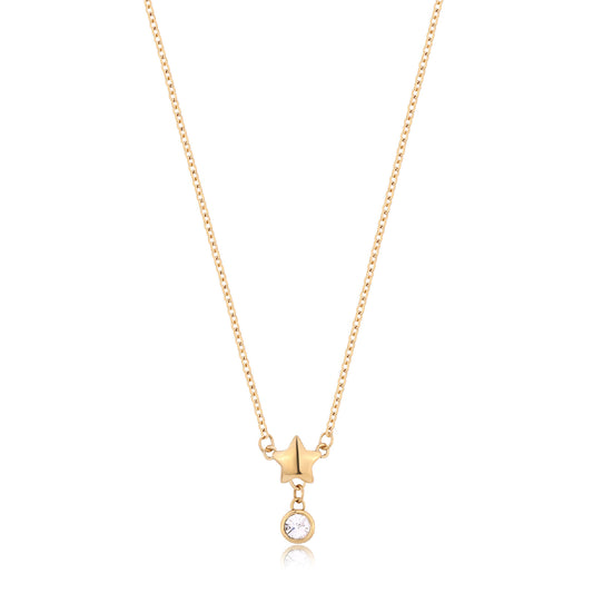 Collana girocollo S'agapõ in acciaio oro con stella e cristallo MISURA UNICA