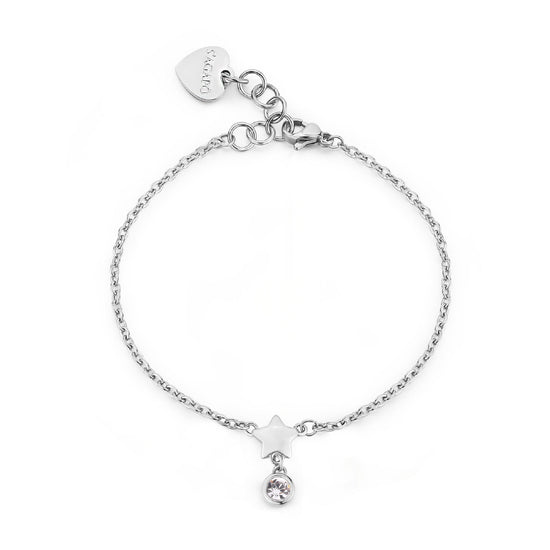 Bracciale catena S'agapõ in acciaio con stella e cristallo 18,5 cm