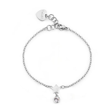 Bracciale catena S'agapõ in acciaio con stella e cristallo 18,5 cm