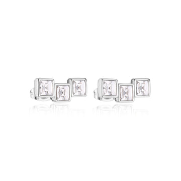 Orecchini a lobo S'agapõ in acciaio con cristalli quadrati MISURA UNICA