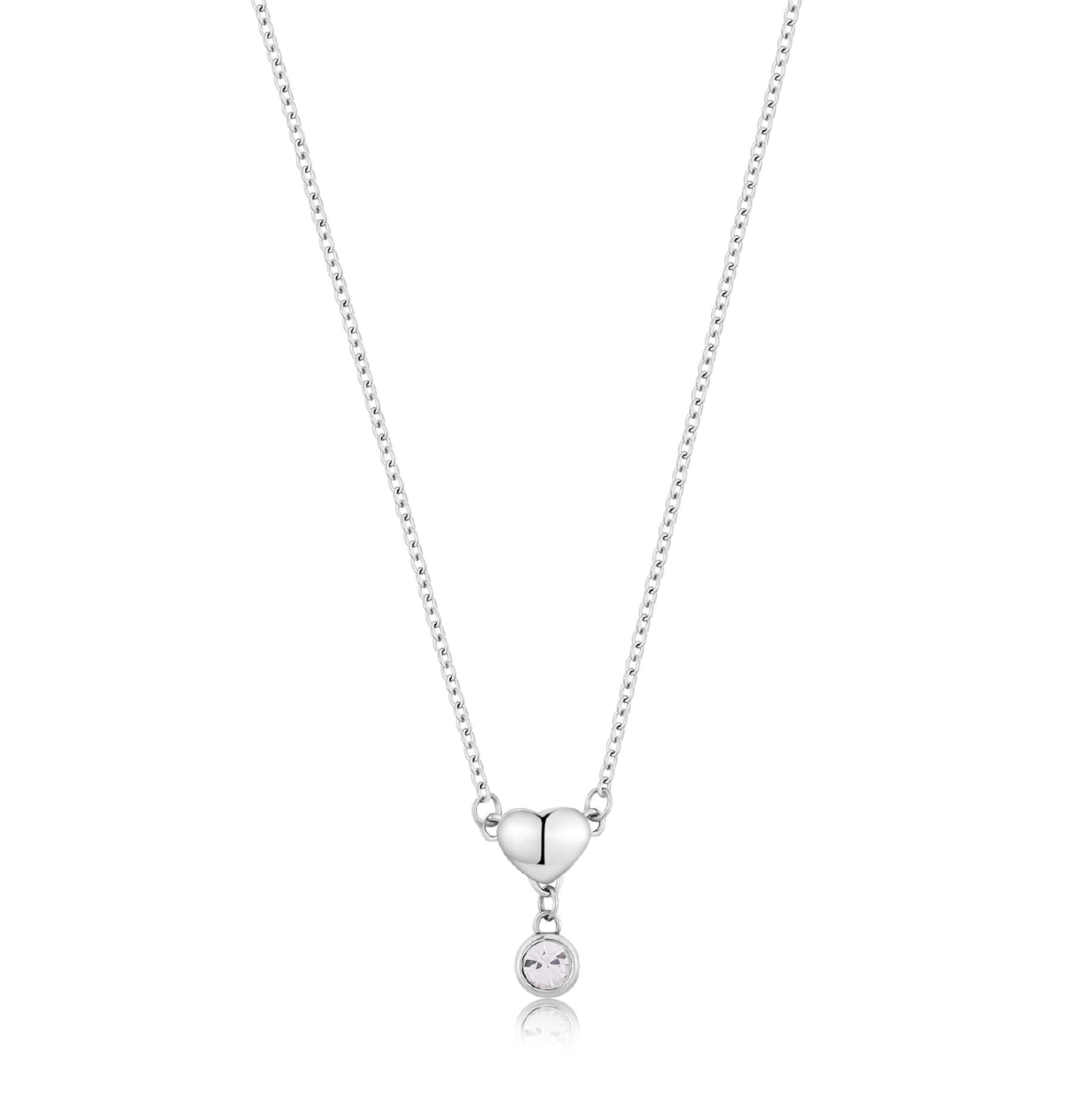 Collana girocollo S'agapõ in acciaio con cuore e cristallo MISURA UNICA
