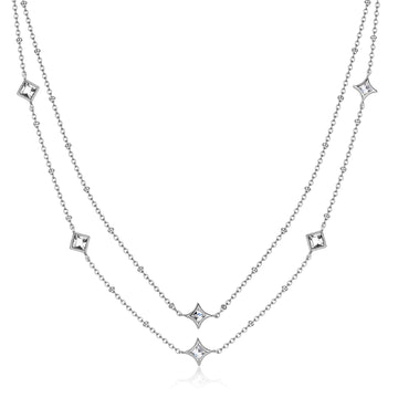 Collana doppiofilo S'agapõ Luce in acciaio 316L con cristalli MISURA UNICA