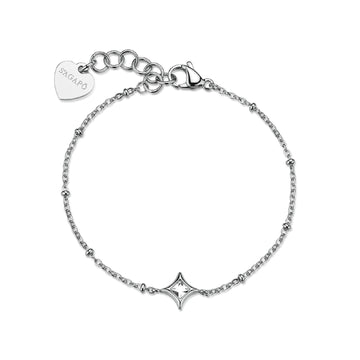Bracciale catena S'agapõ Luce in acciaio con cristallo centrale 18,5 cm