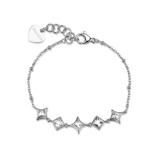Bracciale catena S'agapõ Luce in acciaio con doppio cristallo MISURA UNICA