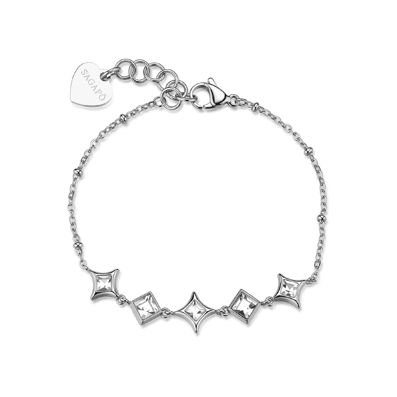 Bracciale catena S'agapõ Luce in acciaio con doppio cristallo MISURA UNICA