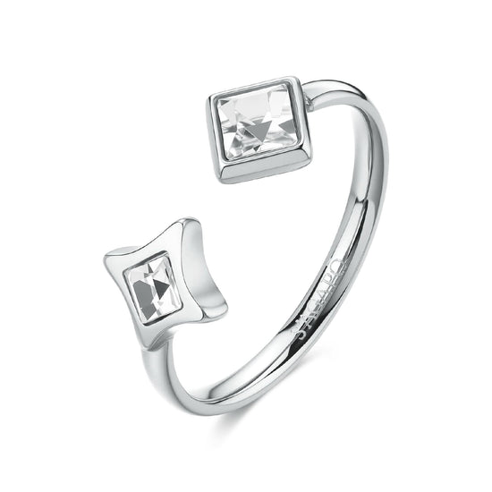 Anello regolabile S'agapõ Luce in acciaio con cristalli REGOLABILE