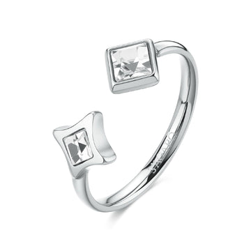 Anello regolabile S'agapõ Luce in acciaio con cristalli REGOLABILE