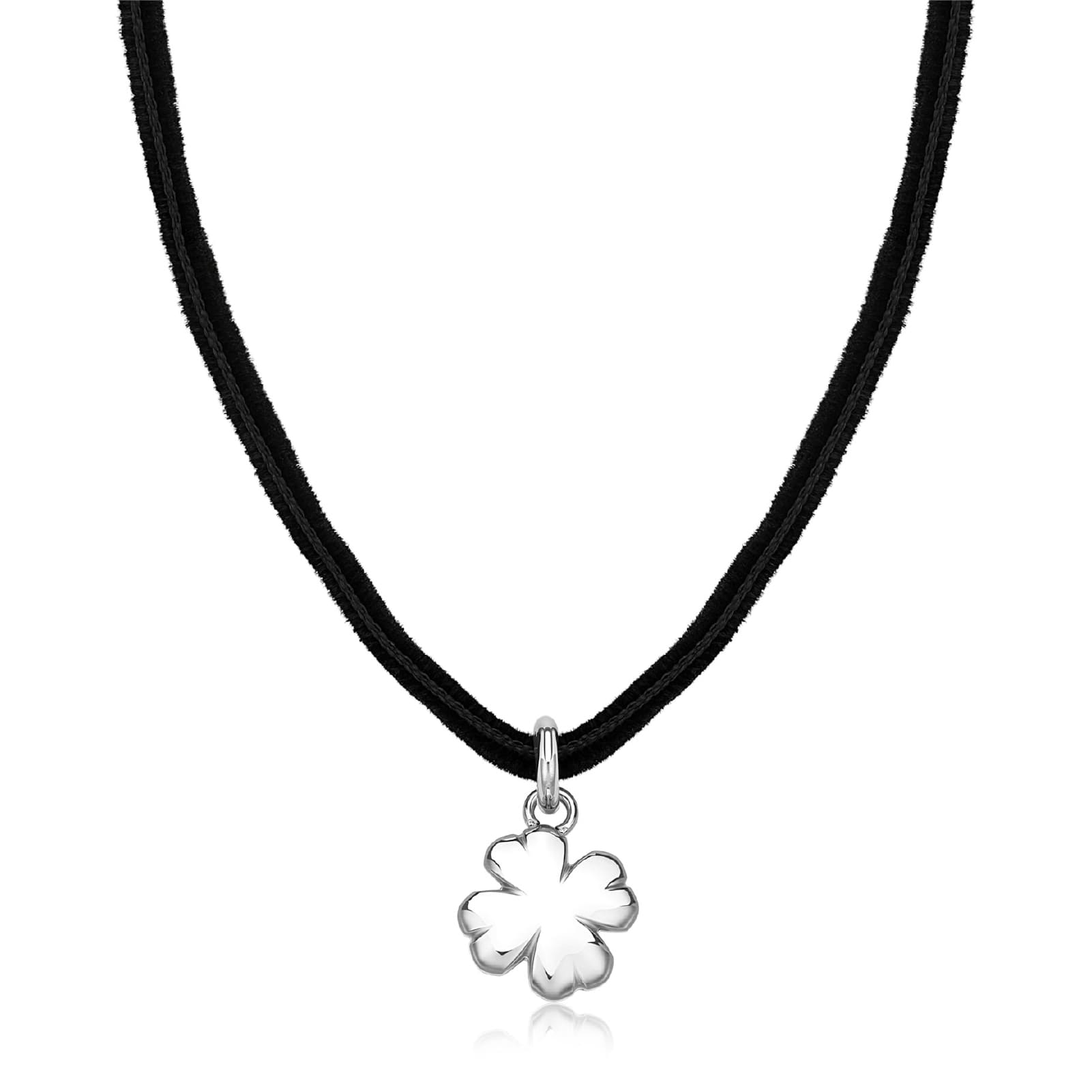 Collana donna S'agapõ cordino quadrifoglio in acciaio MISURA UNICA