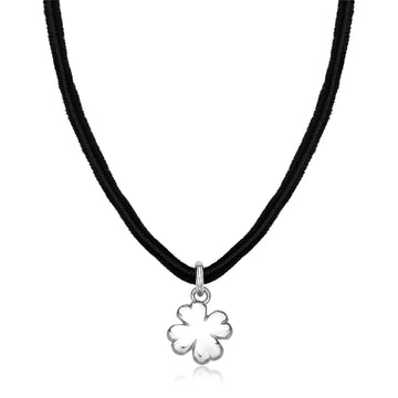 Collana donna S'agapõ cordino quadrifoglio in acciaio MISURA UNICA