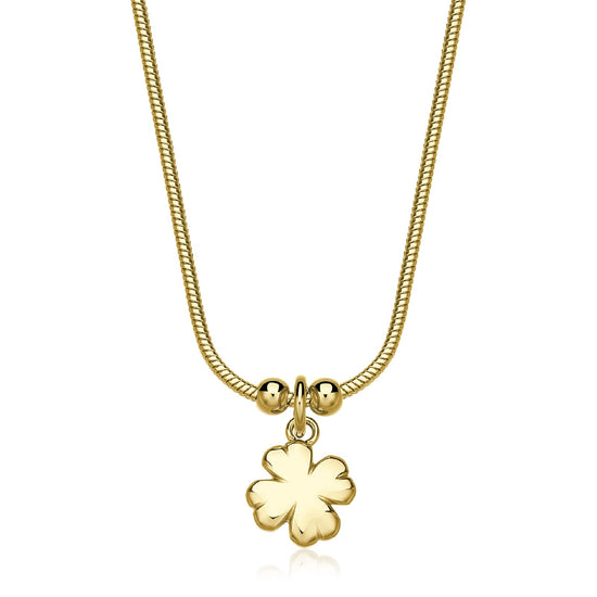 Collana donna S'agapõ acciaio oro quadrifoglio pendente MISURA UNICA
