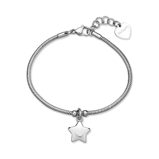 Bracciale catena S'agapõ in acciaio con stella pendente 18,5 cm
