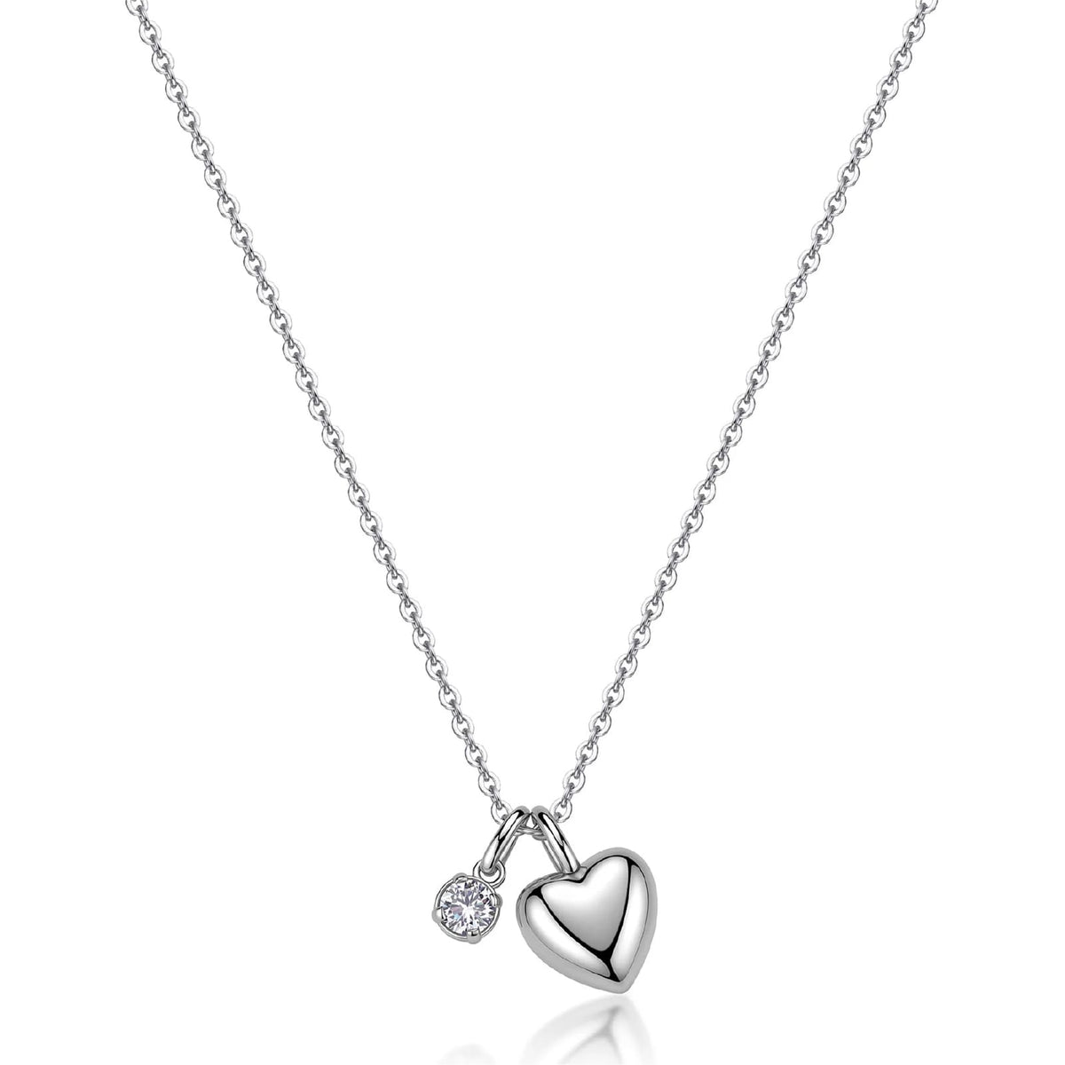Collana catena S'Agapò Click in acciaio e zircone cuore MISURA UNICA