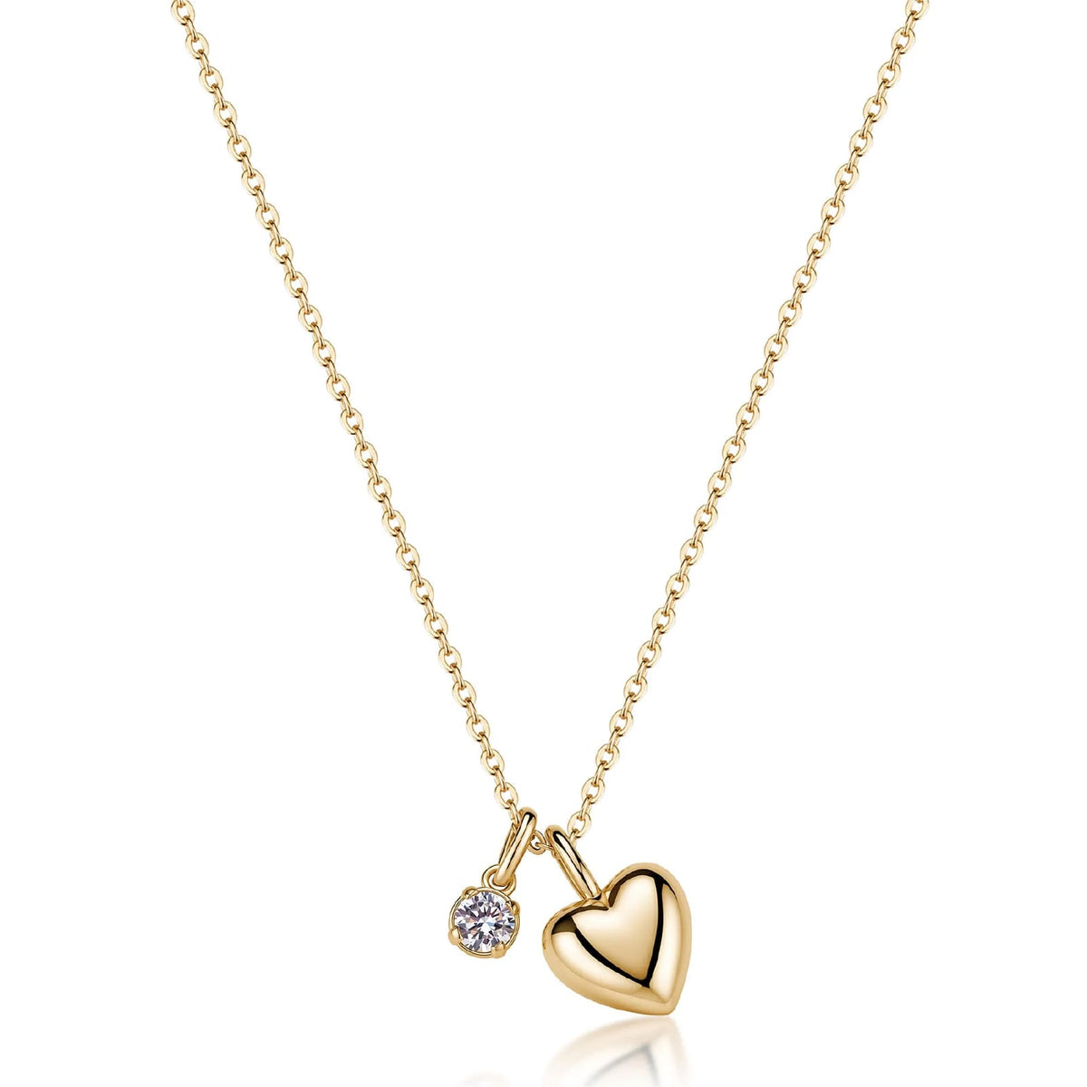 Collana catena S'Agapò Click in acciaio dorato zircone cuore MISURA UNICA