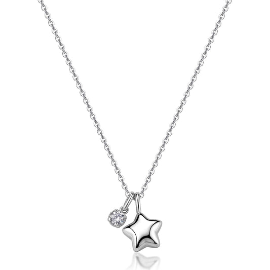 Collana catena S'Agapò Click in acciaio e zircone stella MISURA UNICA
