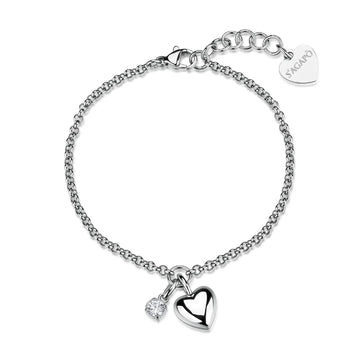 Bracciale catena S'Agapò Click in acciaio e zircone cuore 18,5 cm