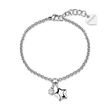 Bracciale catena S'Agapò Click in acciaio e zircone stella 18,5 cm