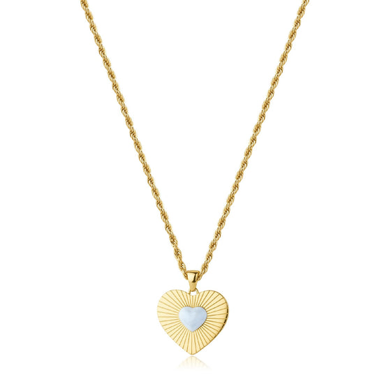 Collana catena S'agapõ Madame in acciaio pvd oro cuore bianco MISURA UNICA