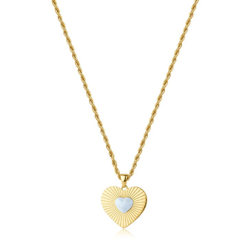 Collana catena S'agapõ Madame in acciaio pvd oro cuore bianco MISURA UNICA