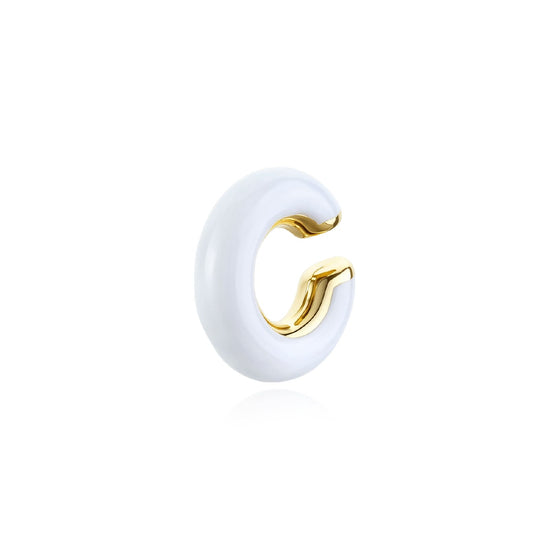 Earcuff S'agapõ Madame in acciaio pvd oro smalto bianco MISURA UNICA
