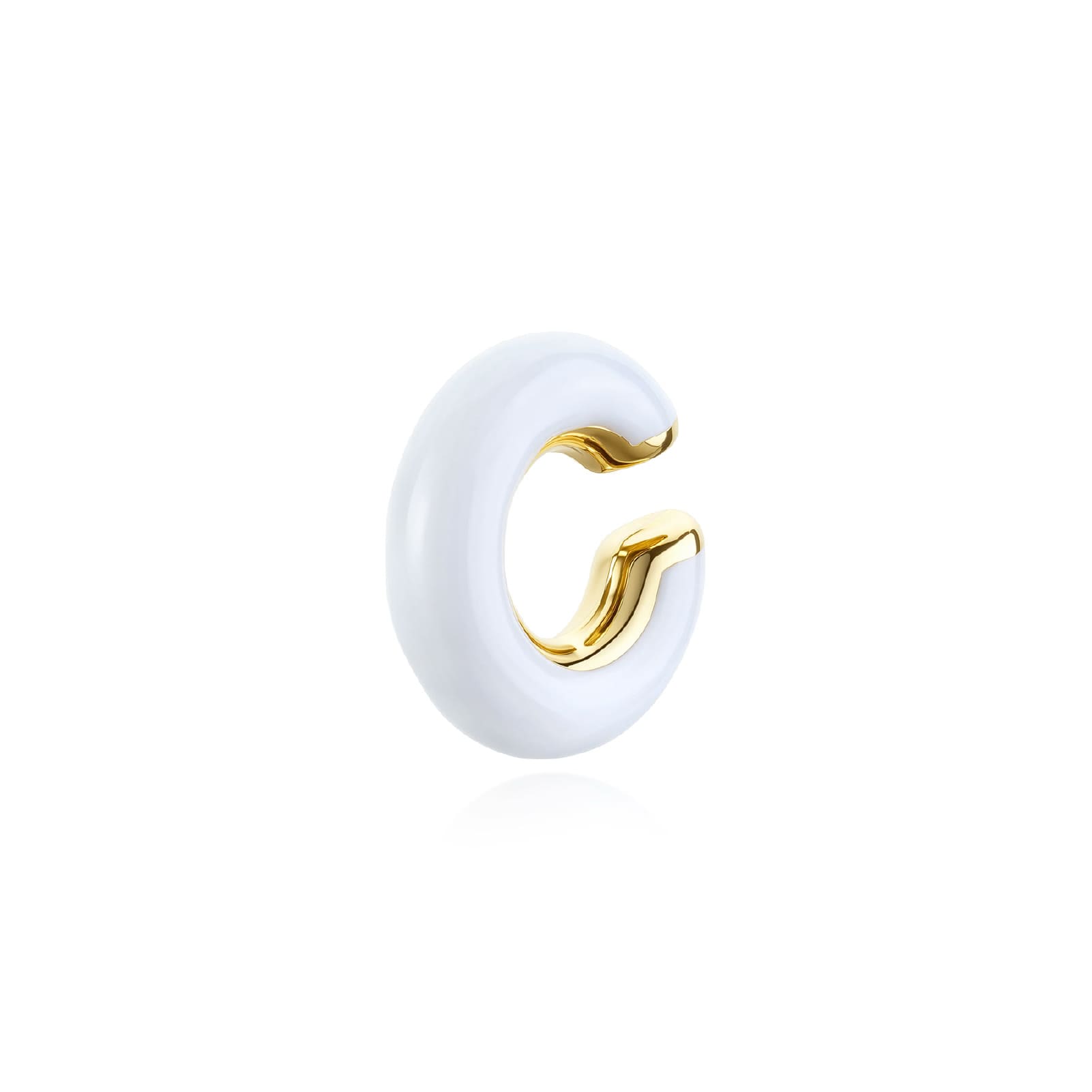 Earcuff S'agapõ Madame in acciaio pvd oro smalto bianco MISURA UNICA