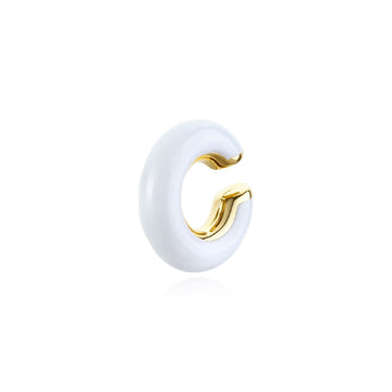 Earcuff S'agapõ Madame in acciaio pvd oro smalto bianco MISURA UNICA