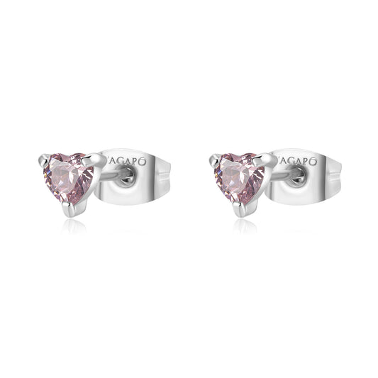 Orecchini S'agapõ in acciaio 316L con zircone rosa da donna SA.SDZ108